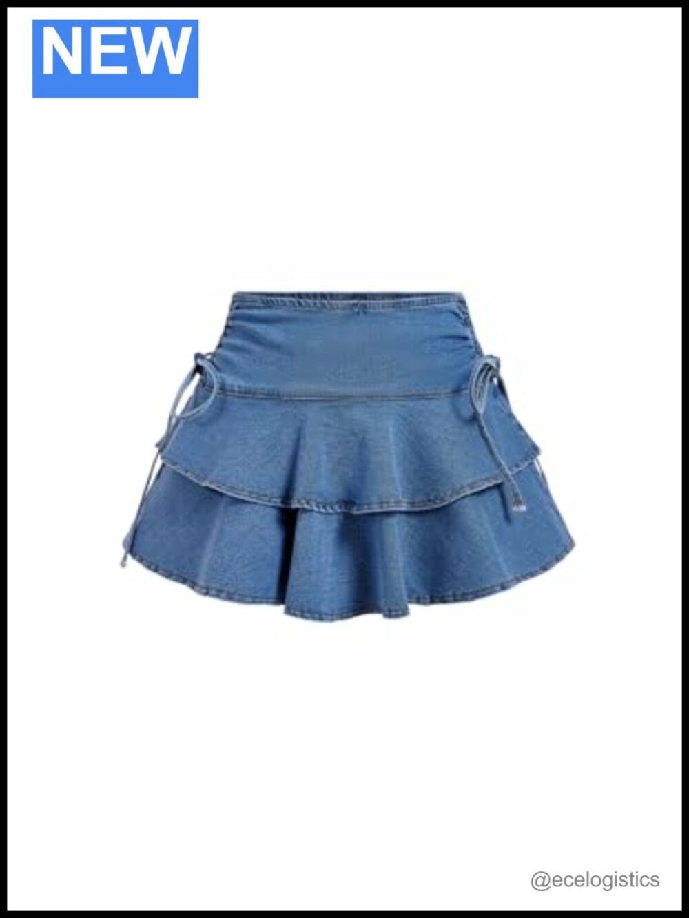 Low Rise Y2K Ruched Ruffle Jean Skirt High Stretch Summer